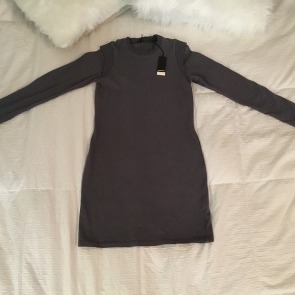 Monrow Grey Long Sleeve Body Con Short Dress Small - Picture 2 of 9